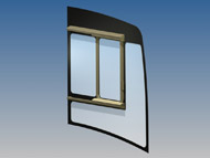 Ventana bus corredera conductor enrasada todo vidrio al exterior. Opci&oacute;n manual y el&eacute;ctrica